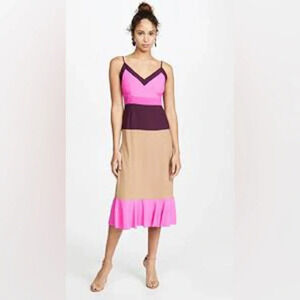 Women’s Silk Le Superbe Sunset Slip Dress in Pink Tan Maroon size 8 EUC